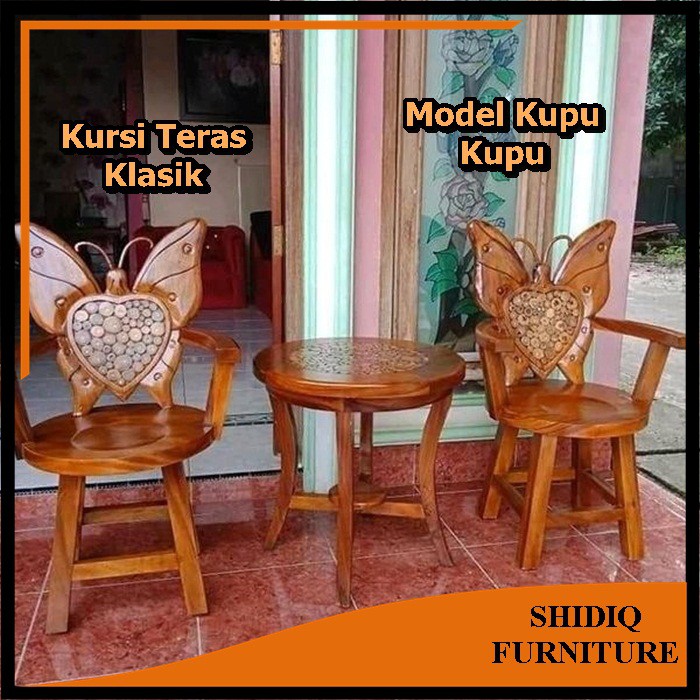 Kursi Teras Kayu Jati Model Kursi Teras Klasik Tipe Kupu Kupu Produksi Jepara Material Kayu Pilihan