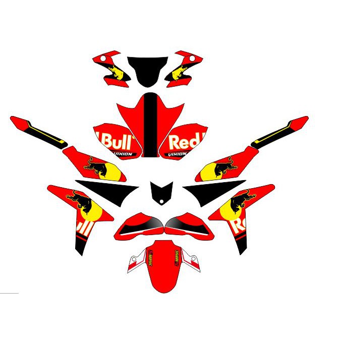 decal motor vixion nvl / nva stiker /sticker striping redbull merah dekal