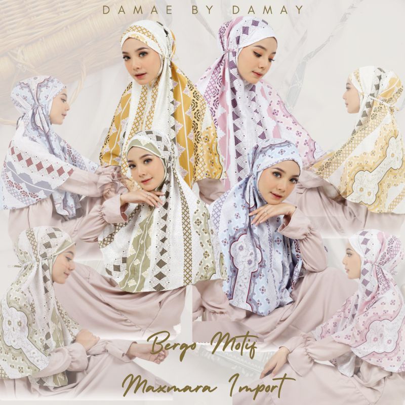 kerudung bergo motif/hijab instan motif/bergo premium bahan maxmara import/hijab sehari-hari-1