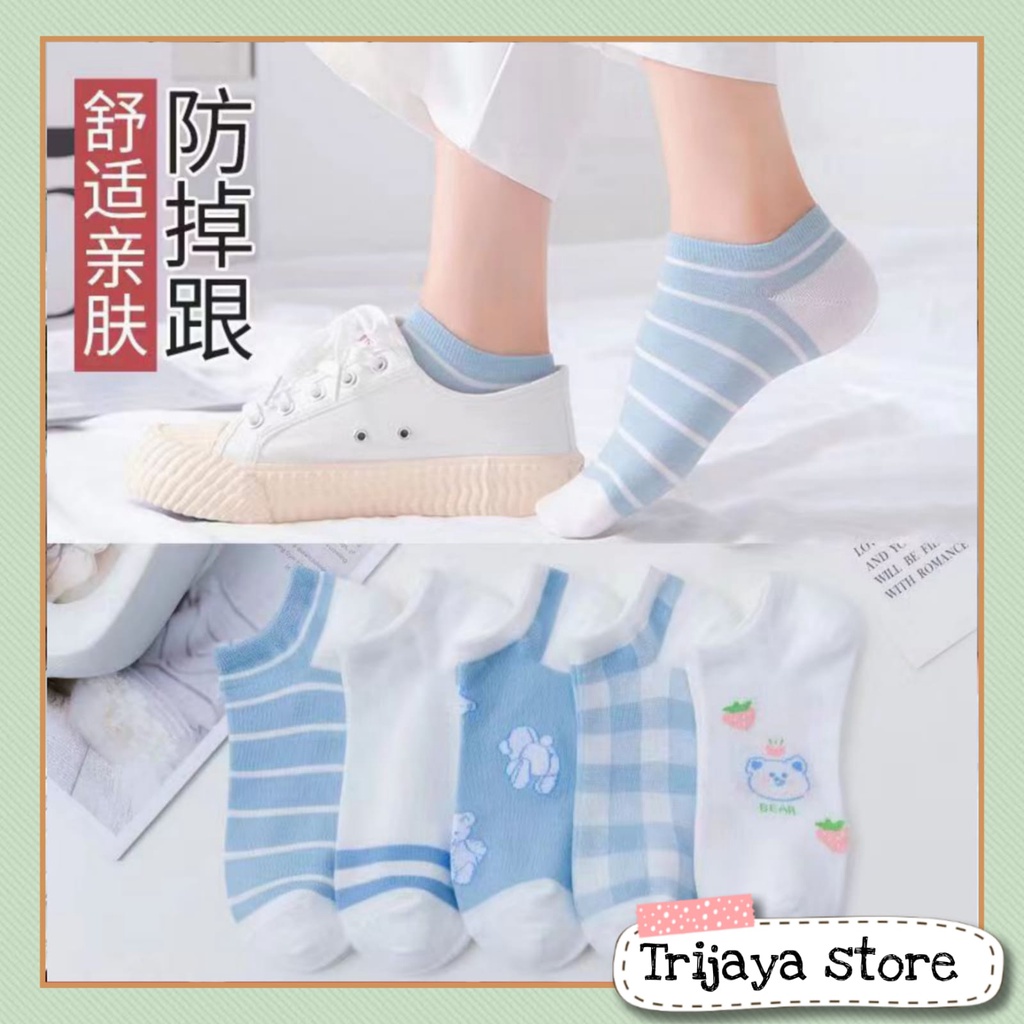 Trijaya . kaos kaki pendek import motif / kaos kaki fashion import