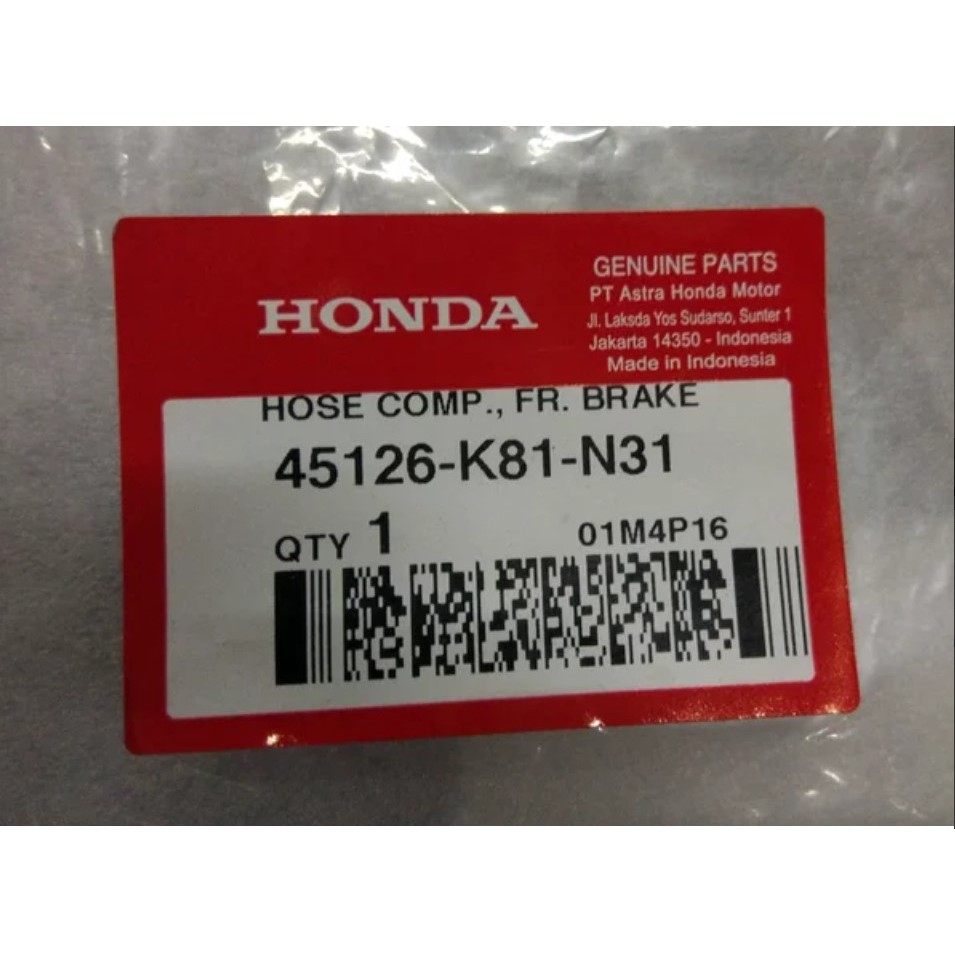 Kabel Selang Rem Depan BEAT FI ESP 45126K81N31 AHM