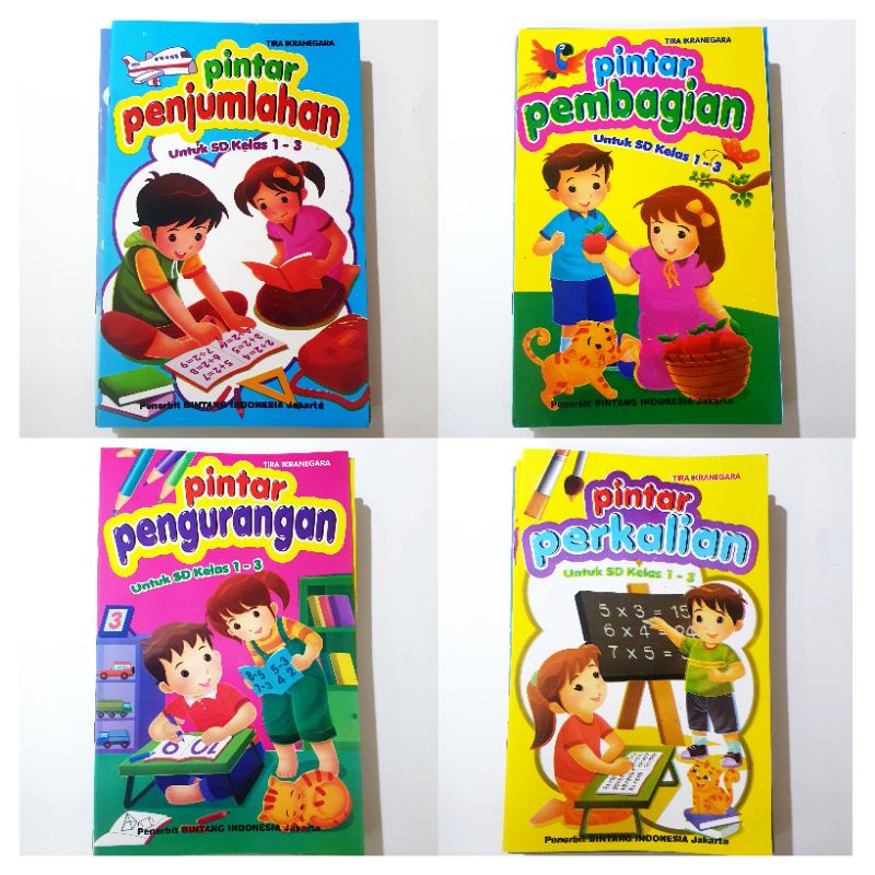 BUKU TK PINTAR PENJUMLAHAN, PINTAR PERKALIAN, PINTAR PENGURANGAN, PINTAR PEMBAGIAN (per jilid/paket)