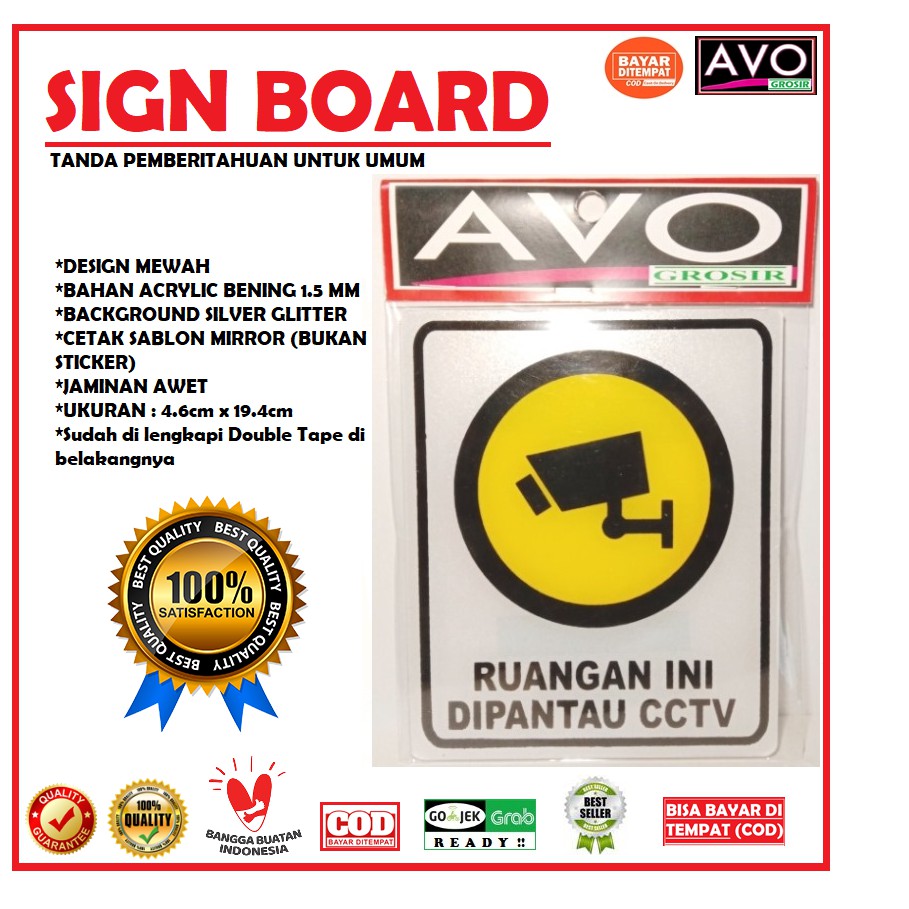 

sign label RUANGAN DI PANTAU CCTV acrylic sticker sign board tanda ruang