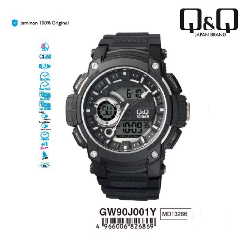 Q&amp;Q Jam Tangan Pria Fashion Dual Time - GW90 GW90J Water Resist 10 BAR