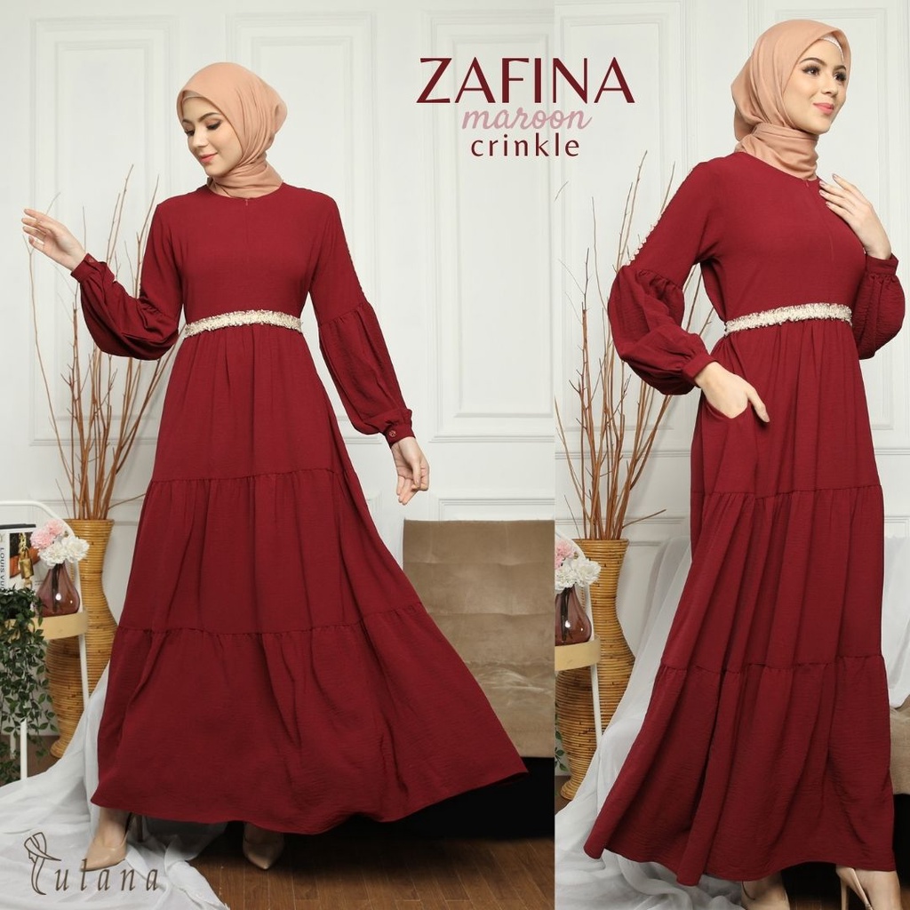 ZAFINA CRINKLE DRESS | Gamis Crinkle Premium Busui