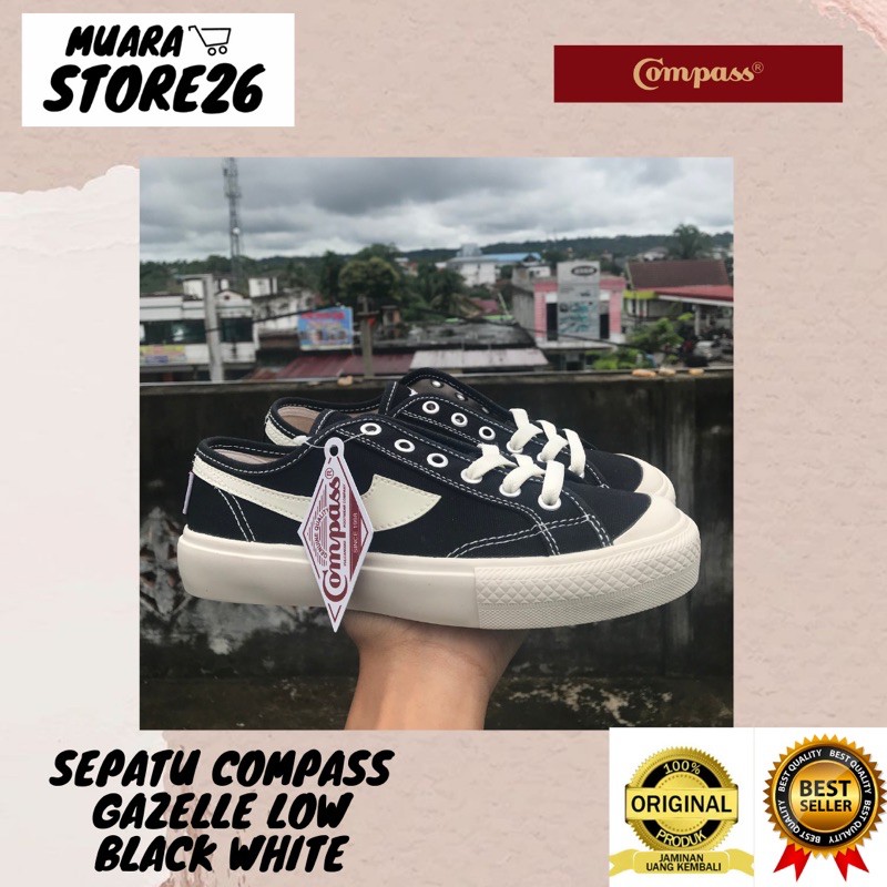 Sepatu Compass Gazelle Low Black White | Shopee Indonesia