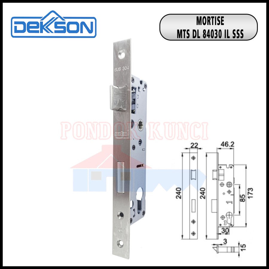 Jual Mortise Lock Dekkson Il Sss Bodi Kunci Pintu Lidah Lockcase Swing Dekson Shopee