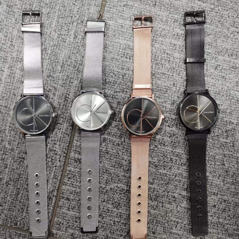 Jam Tangan Wanita Calvin Klein / CK Baru Pasangan Siswa Sederhana Hitam Berlapis Unisex Watch