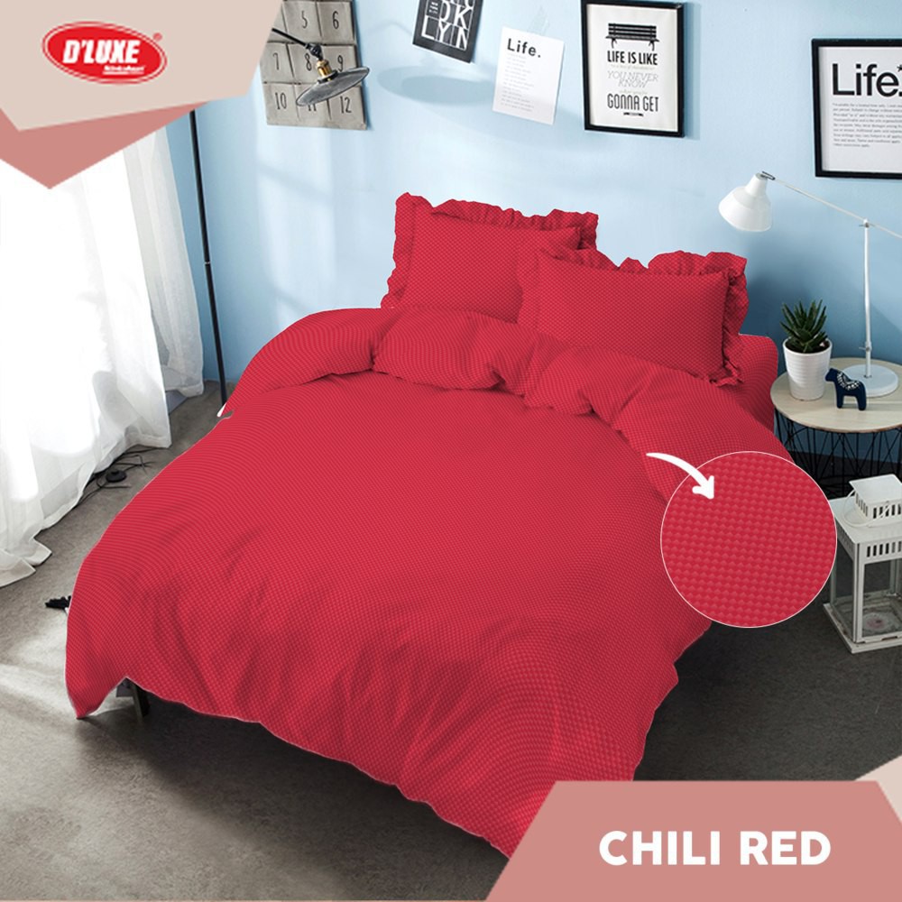 Bedcover + Sprei Rumbai 180x200 KINTAKUN Embos Aqua Barrier reef Peach Red Chili - KING 180 Polos BC