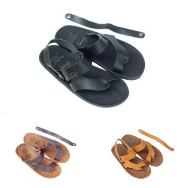 SANDAL KULIT PRIA 05 CEVANY BLACK BROWN TAN KULIT SAPI ASLI ORIGINAL HANMADE BANDUNG