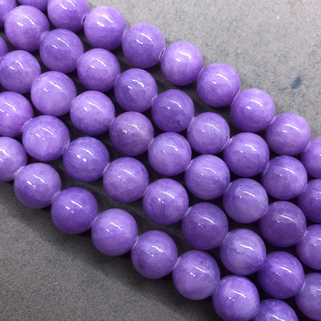 BISA COD Yellow Jade Beads 4-12mm Round Natural Loose Purple Chalcedony Stone Bead DIY