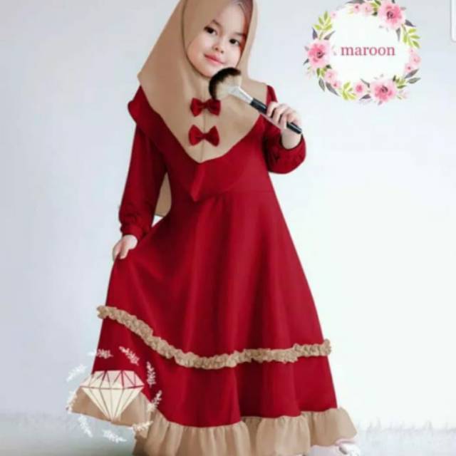 Baju maxy muslim gamis anak perempuan cantik baloteli  princess 4-6 tahun