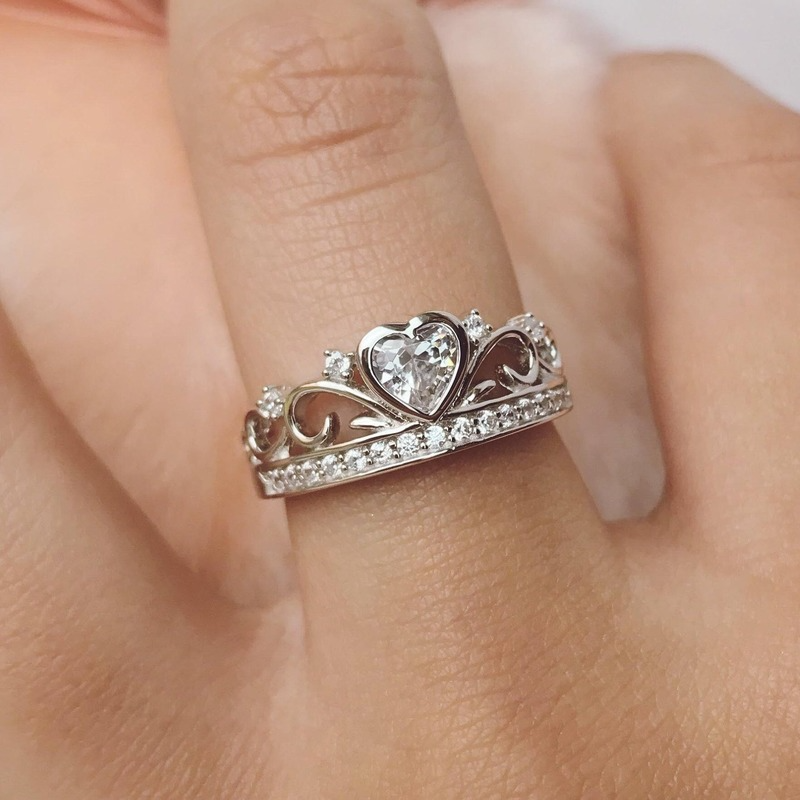 [Ready Stock]New Inlaid Heart-Shaped Moissanite Ring Fashion