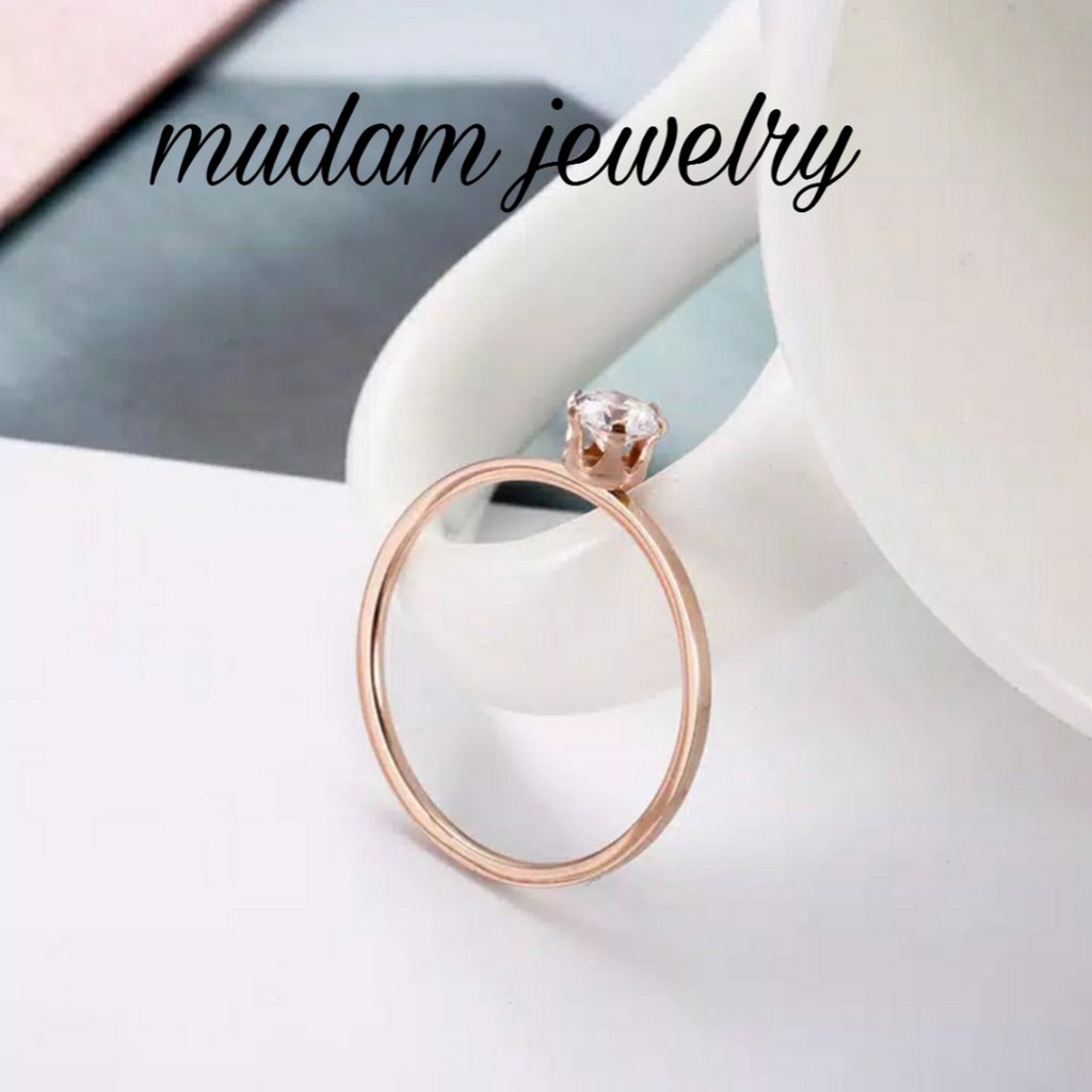 Cincin Wanita C4rtier Ring Diamond Ukuran Sedang Titanium Rose Gold dan Gold