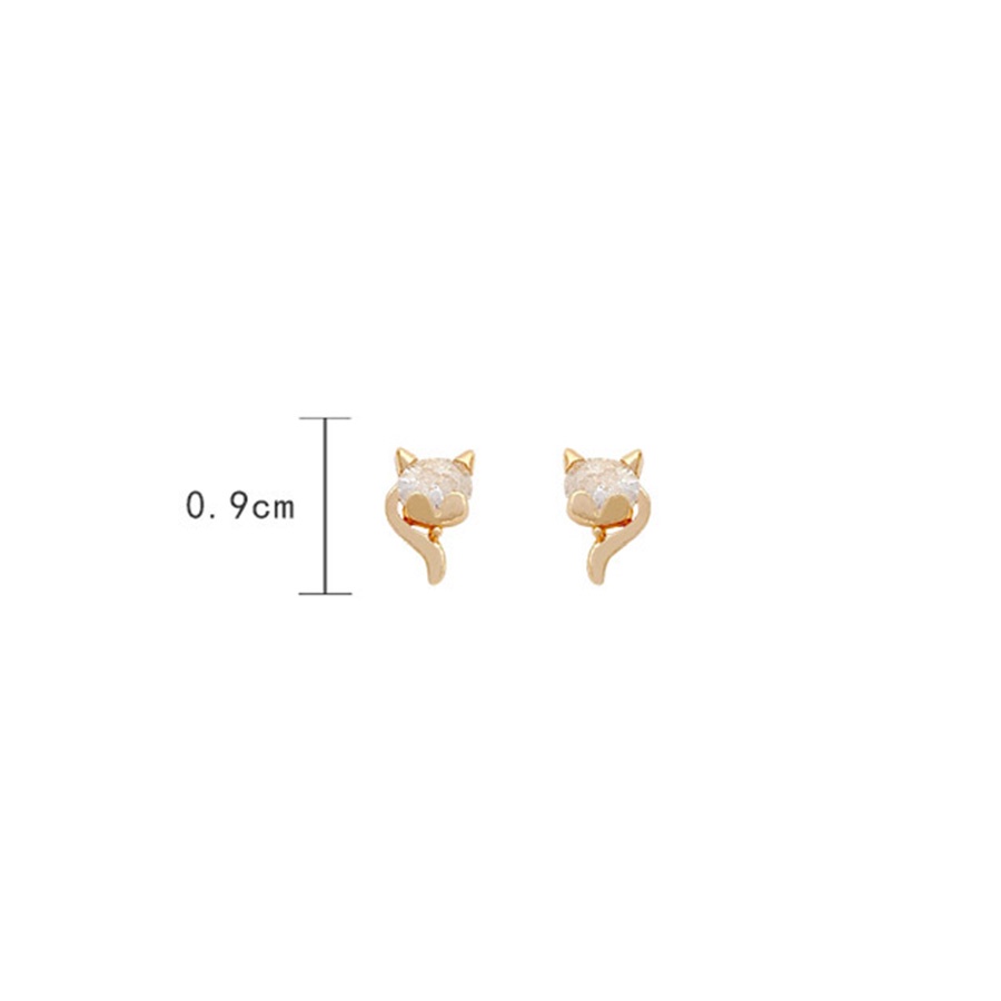 Gaya Sederhana Anting Pejantan Baja Titanium Emas Rubah Lucu Aksesoris Perhiasan Fashion Wanita S925 Perak Jarum Berlian Kristal Stud Earrings