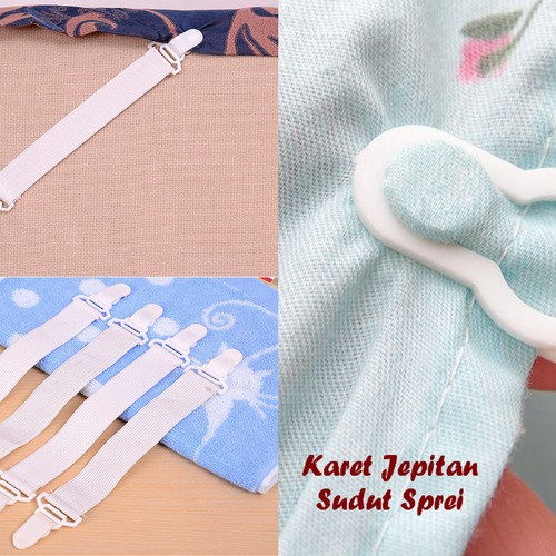 1 SET ISI 4PCS Pengait Sprei Jepitan Penjepit Sudut Bed Cover Kasur Sheet Grippers