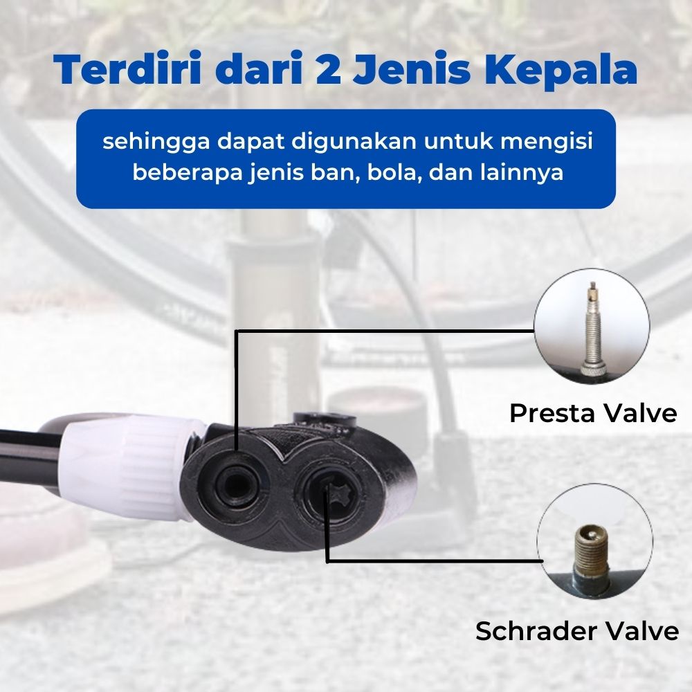 Pompa Angin Ban Portable Untuk Semua Jenis Ban Sepeda Bola &amp; Motor