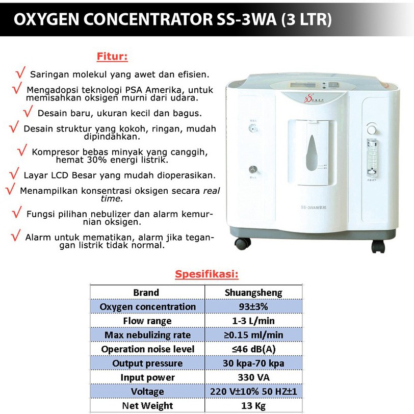 Oxygen Concentrator (3Ltr)/ ALAT BANTU PERNAFASAN