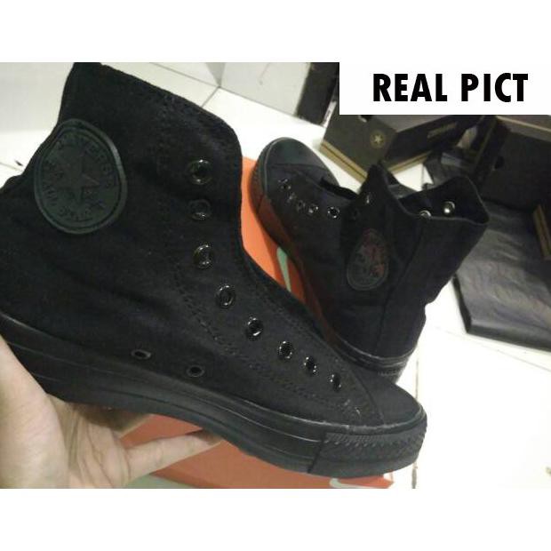 SALE*** TERLARIS Sepatu Sekolah Converse All Star Full Black Hitam High Tinggi Termurah <<<