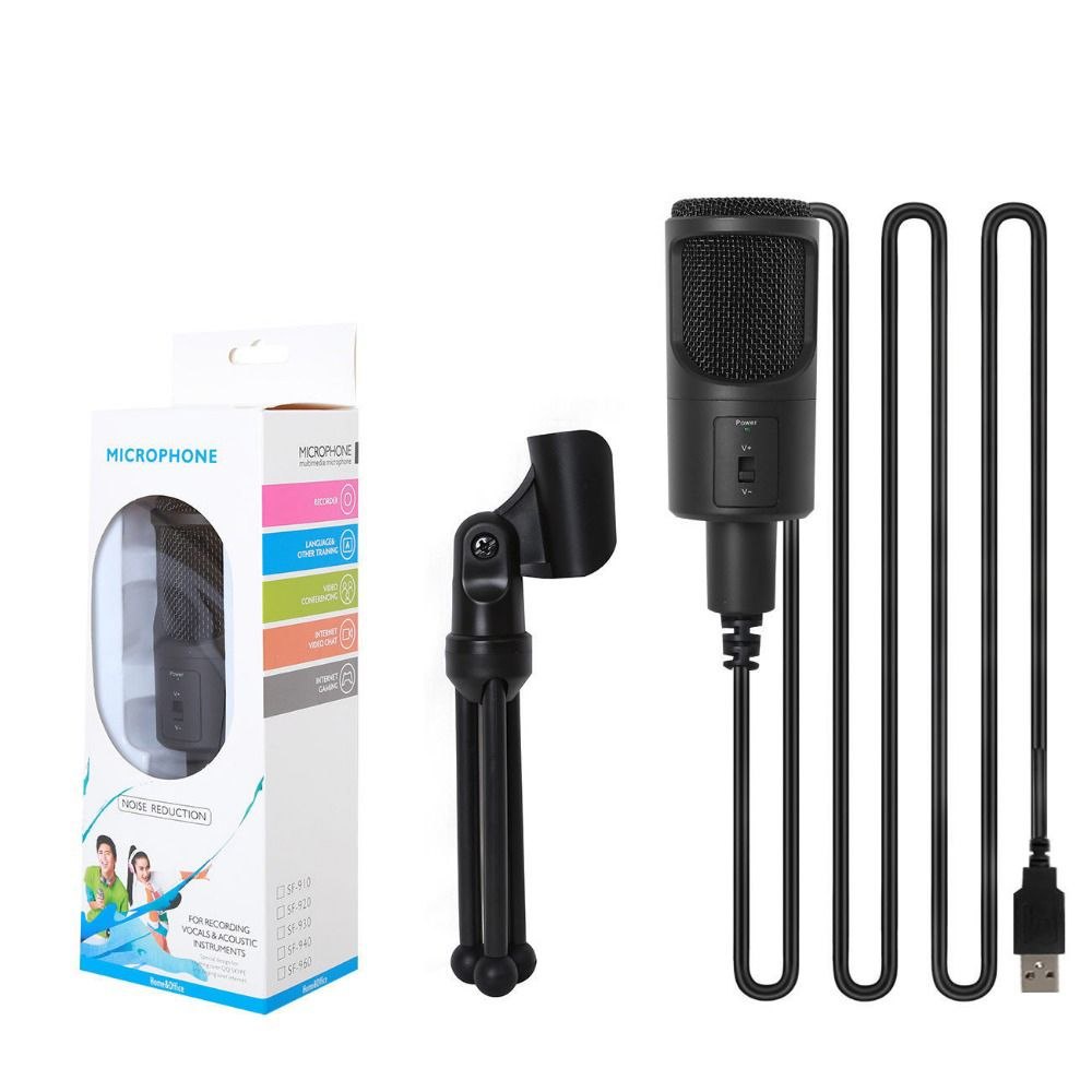 Portable Microphone USB with Stand - SF-960B - Black