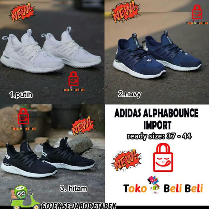 promo sepatu adidas alphabounce import. sepatu pria. sepatu olahraga - putih, 37 terbaru