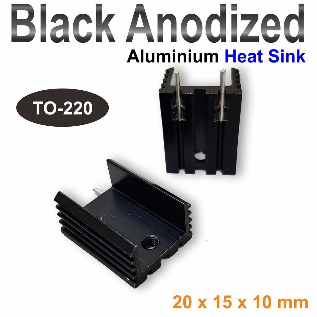 Heatsink TO 220 Black Anodized Heat Sink Aluminium 20x15x10 mm