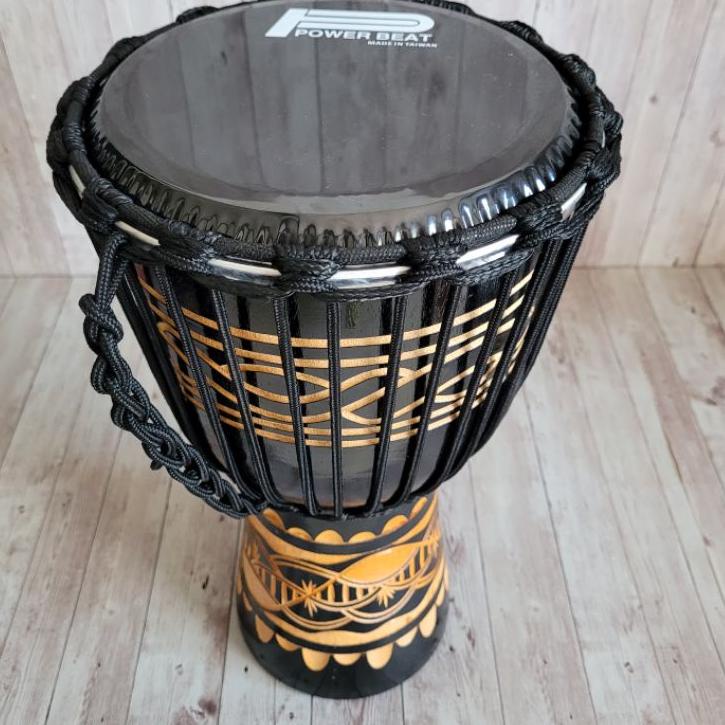 Terbaru.. Kendang Gendang Jimbe Darbuka Pakai Mika 8 Inch Ukir Super Black Berkualitas