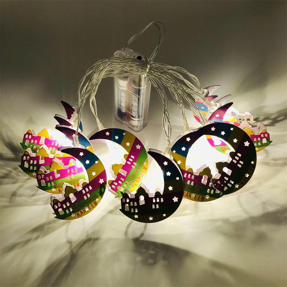 R-flower LED String Light Hiasan Rumah Islam Lebaran Al Adha Decor Perlengkapan Pesta Muslim Moon Night Light