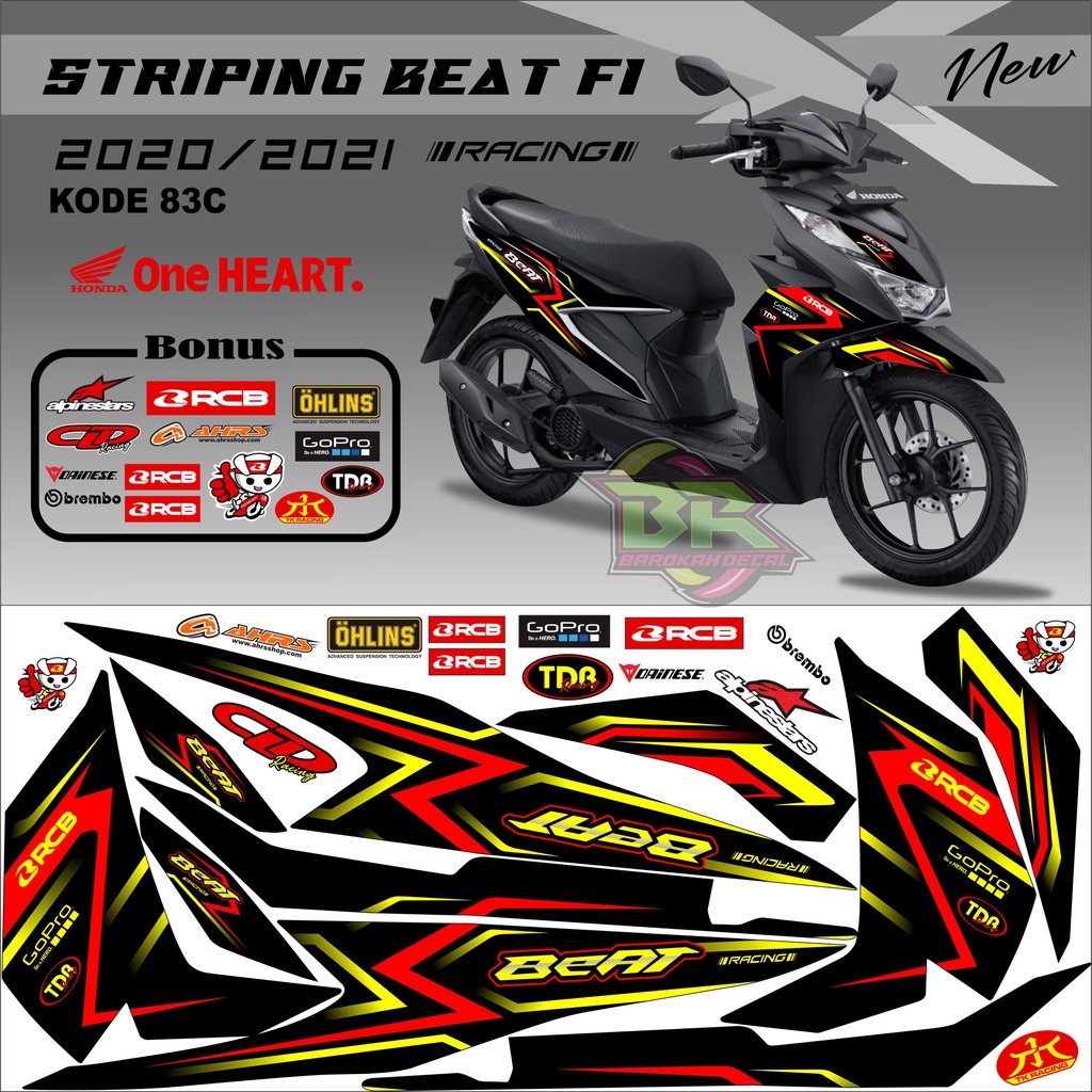 Striping Beat New 2020-2023 Stiker Lis Beat New Variasi kode 83