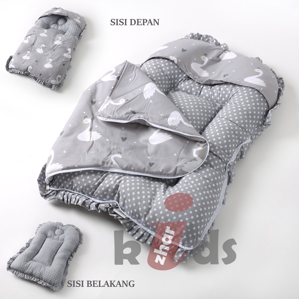 KASUR TEMPAT TIDUR BAYI SLEEPINGBAG  DENGAN SELIMUT TOPI BAHAN TEBAL DAN LEMBUT