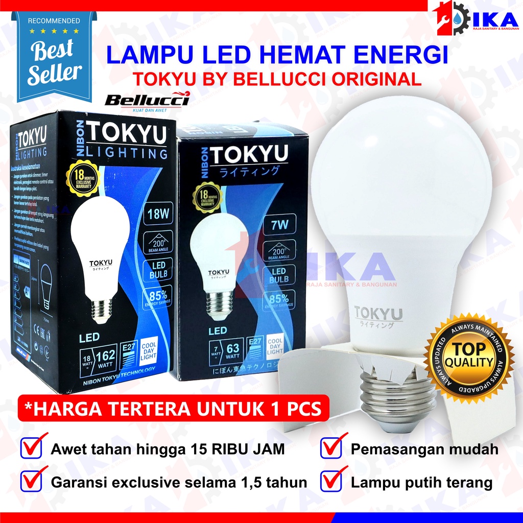 Lampu LED Tokyu 7 9 12 15 18 Watt Bohlam LED TOKYU Bellucci Lampu LED