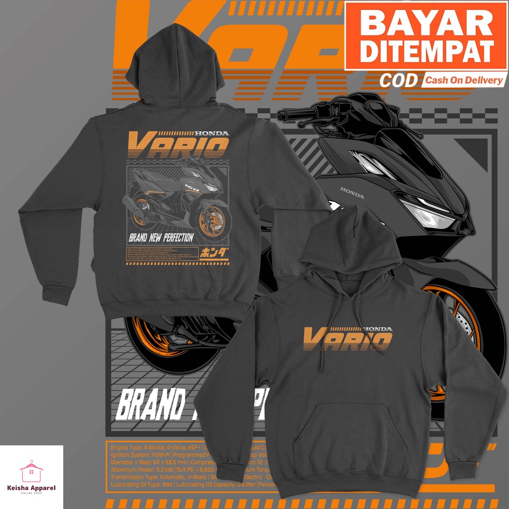 JAKET HOODIE HONDA VARIO 160 BLACK EDITION HOODIE VARIO COWOK CEWEK