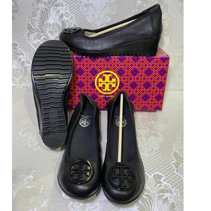 [KODE PRODUK JDFIC8246] sepatu wedges tory burch black TR318 / 318 sepatu kerja / hitam kulit asli