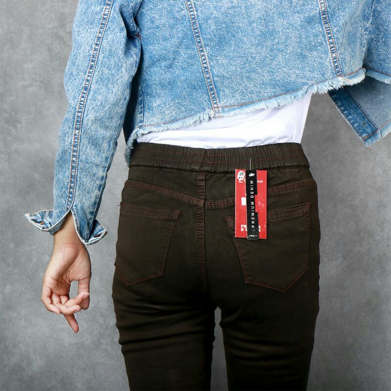 Celana Jeans C96 Premium Denim Pinggang Karet Stretch Perempuan Soft