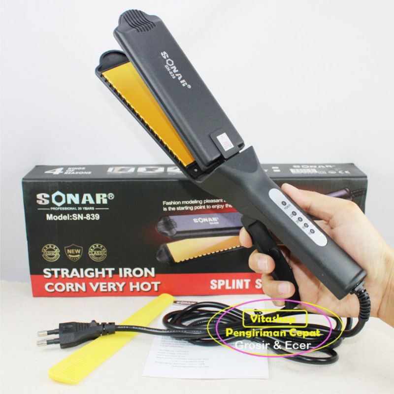 Catokan Rambut SONAR SN-839 Alat Pelurus Rambut Temperatur Suhu Plat Lebar Original