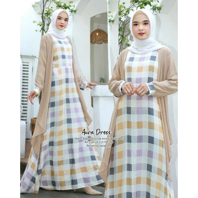 Dress Aura outer/Fashion Muslim/Gamis Kekinian
