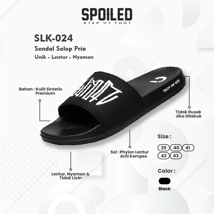 Spoiled - Mahameru Shira 024 Slipper Sendal Slide Cowok Laki - Laki Sandal Selop Pria Slip On Distro