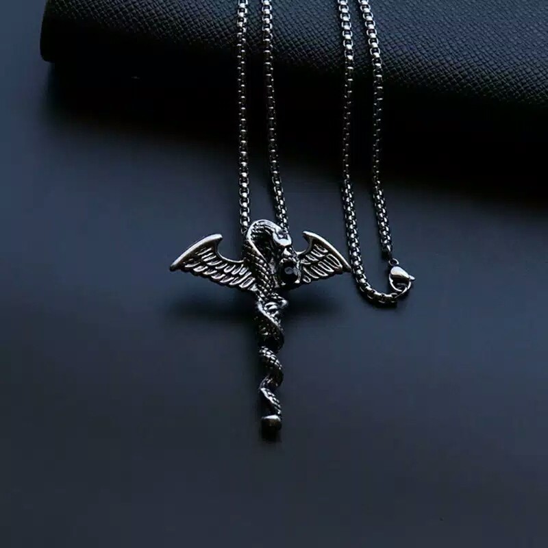 Kalung pria naga punk style men necklace dragon series