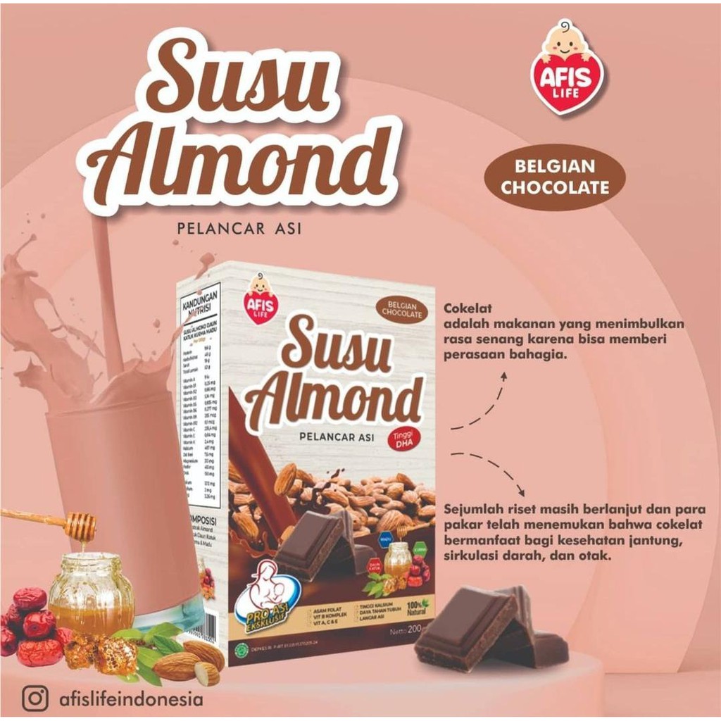 AFIS LIFE Susu Almond Booster ASI PELANCAR ASI 200gr SUSU UNTUK BUSUI MELANCARKAN ASI kacang almond