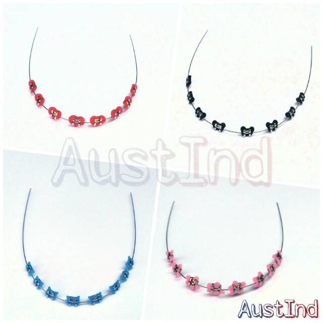 [Bisa COD] Behel fashion Lepas Pasang Motif Mickey, Bunga, Hati, Kitty Atas/Bawah Saja