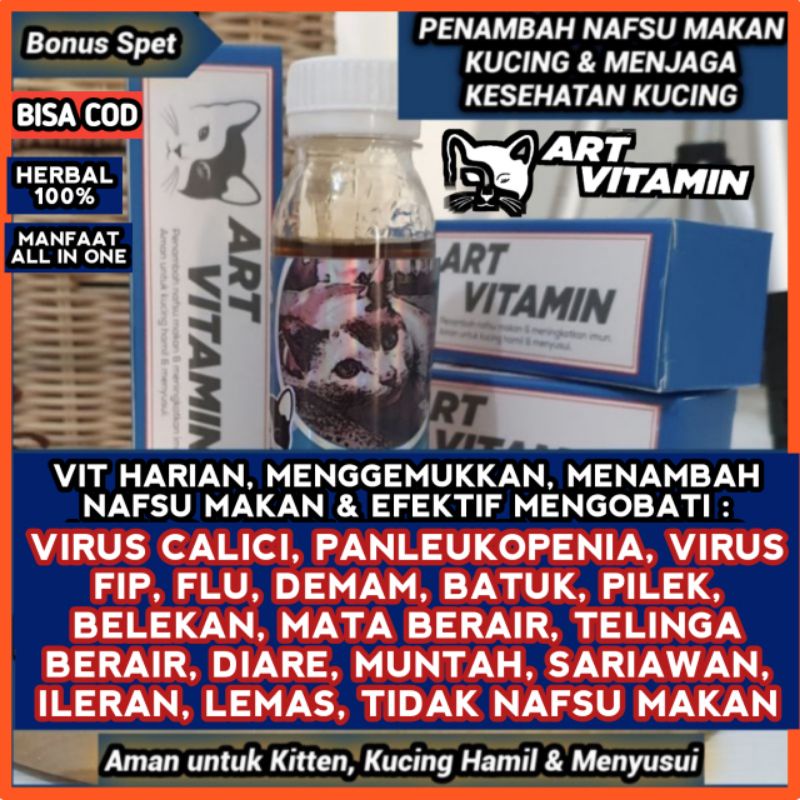 Art Vitamin Obat Sekaligus Vitamin Kucing untuk Virus Flu Bersin Demam Tidak Nafsu Makan Virus Calic
