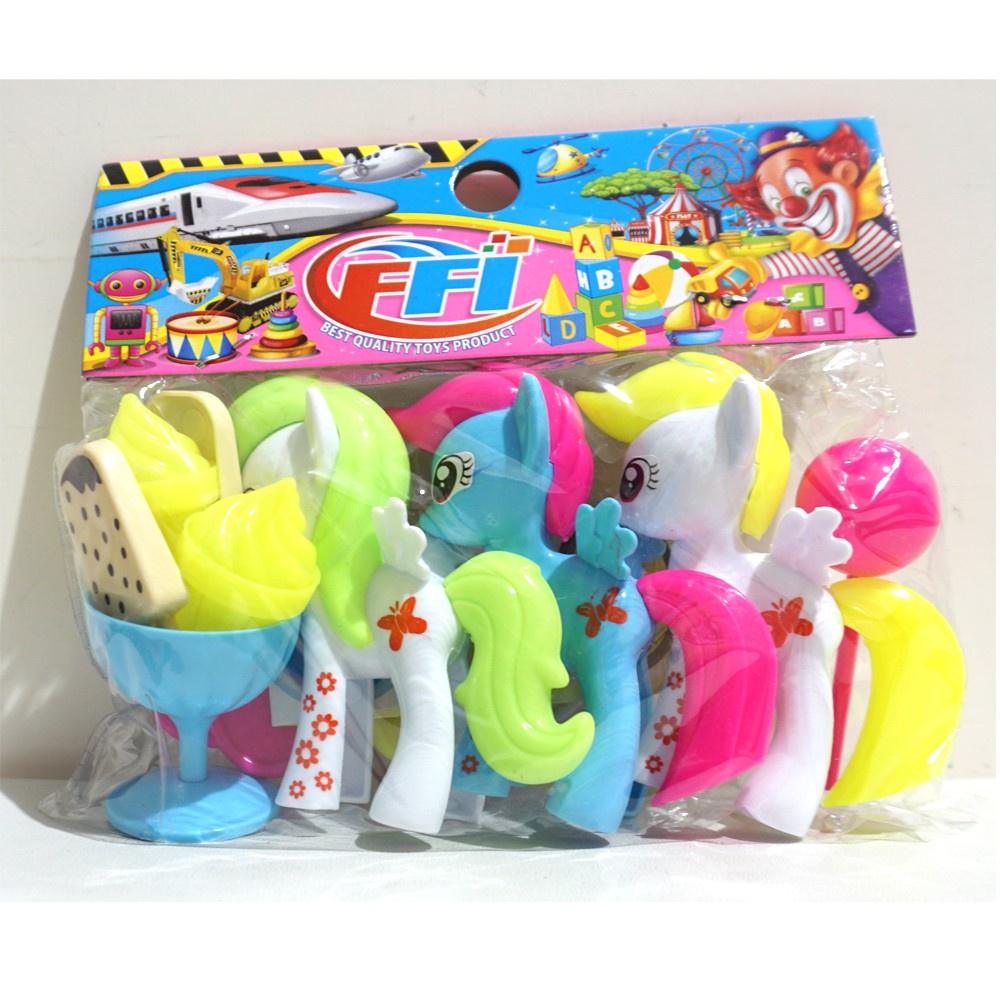 [FI556] Mainan Anak Kuda Poni + Es Krim + Lollipop + Sticker - Little Pony Ice Cream + Stiker