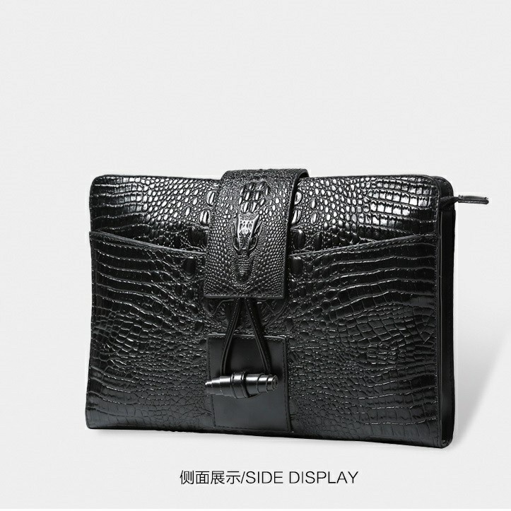 Clutch Pria Wanita Kulit Exclusive Bealle  FI23  Tas Pria Handbag / Clutch Kulit Buaya Black Hita