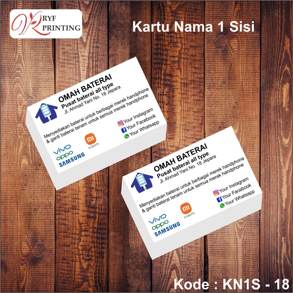 

KARTU NAMA 1 SISI
