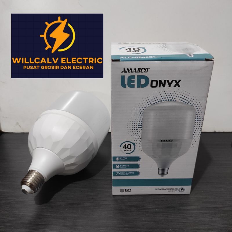 LAMPU AMASCO ONYX 40W 40 WATT / LAMPU LED AMASCO ONYX 40W 40 WATT CAHAYA PUTIH