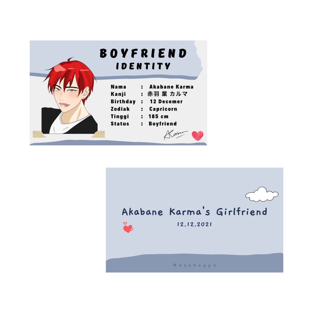 AKABANE KARMA BOYFRIEND IDENTITY CARD