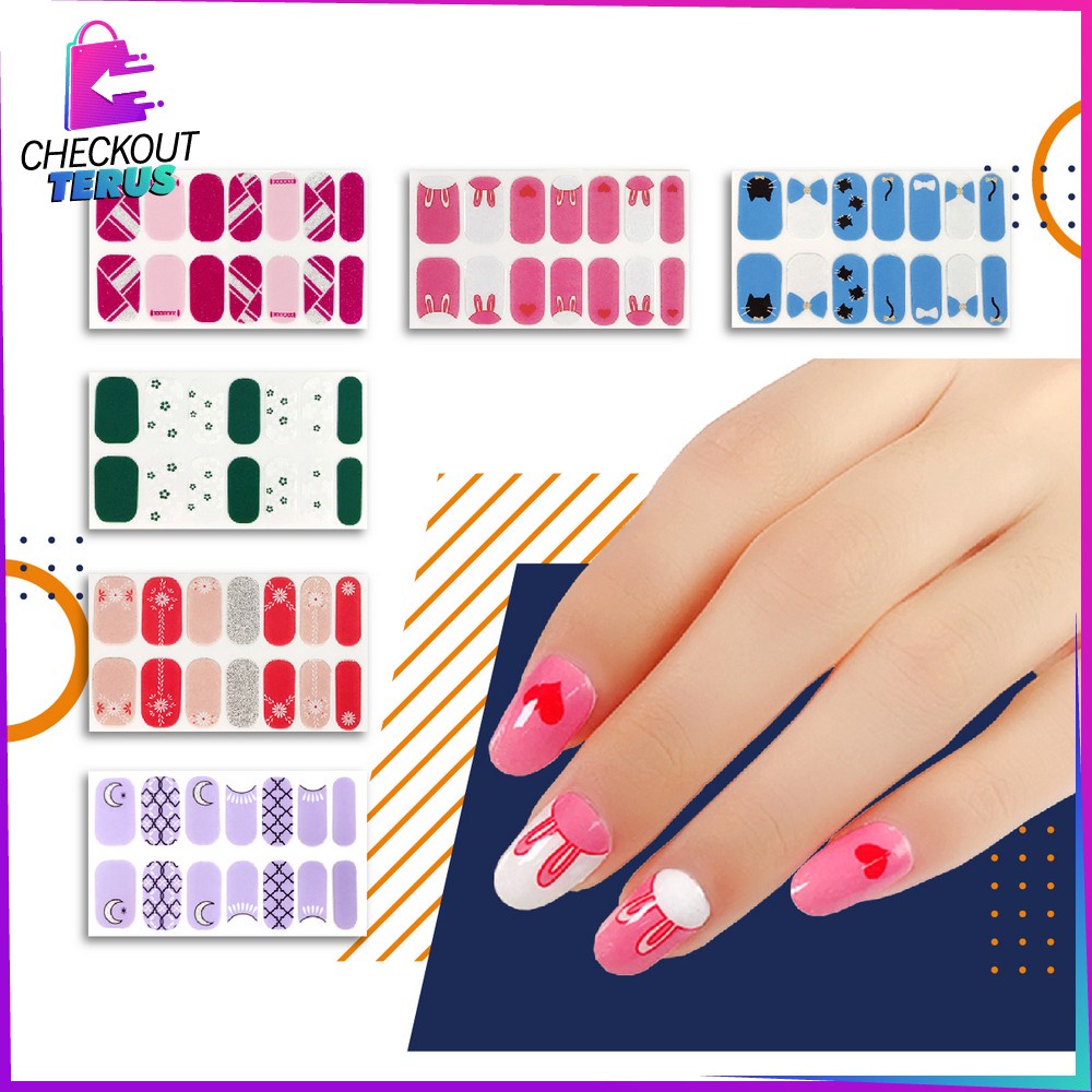 CT K54 Stiker Kuku Wanita Korea Waterproof Sticker Kuku Fashion Wanita Anti Air Nail Art Sticker Cantik