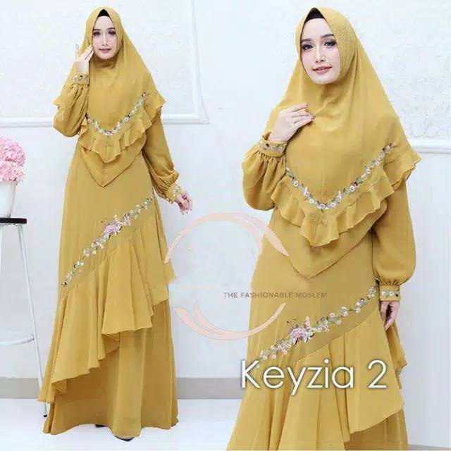 GAMIS KEYZIA SYARI BAJU LEBARAN TERBARU BAHAN CERUTY BABYDOLL PREMIUM KOMBINASI BORDIR CANTIK