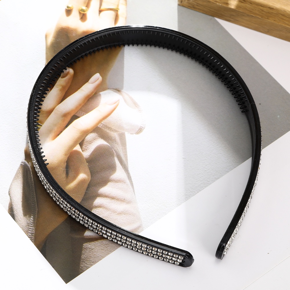 Bando Aksen Berlian Imitasi Warna Hitam Anti slip Untuk Wanita