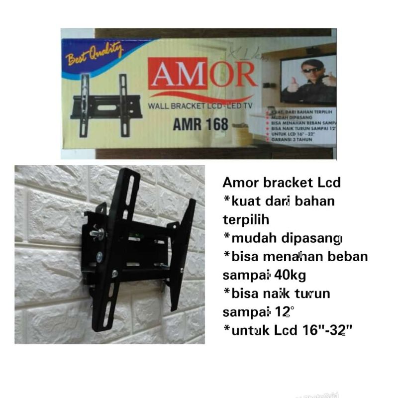 BRACKET TV LED LCD 16"-32" Inch Amor AMR 168 Penyangga TV dinding Grosir Murah (Jember)